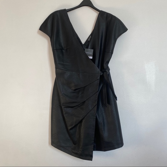 Topshop Faux Leather Wrap dress - Picture 4 of 7